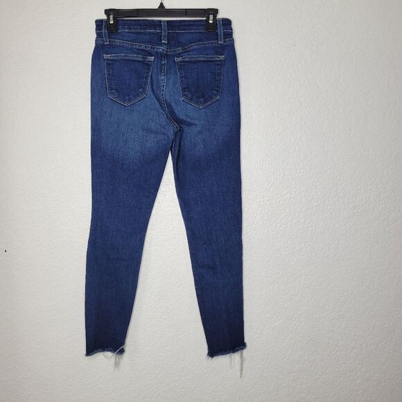 L.T.J. Letter to Juliet Size 28 Dark Verona Raw Frayed Step Diagonal Hem Jeans - Picture 7 of 10